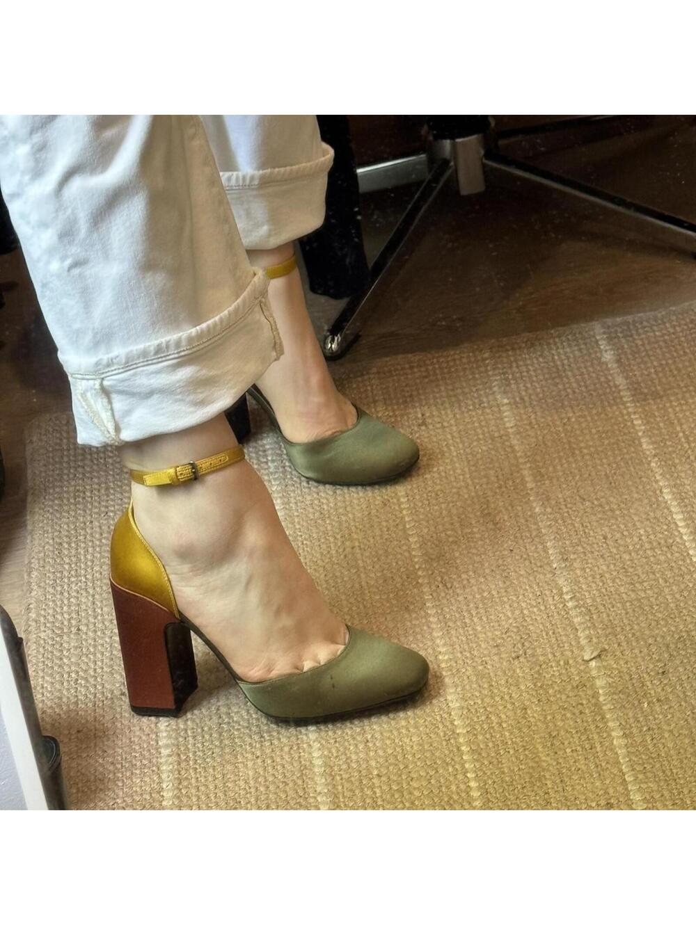 Fabrizio Vitto green and yellow heels #heels #luxury